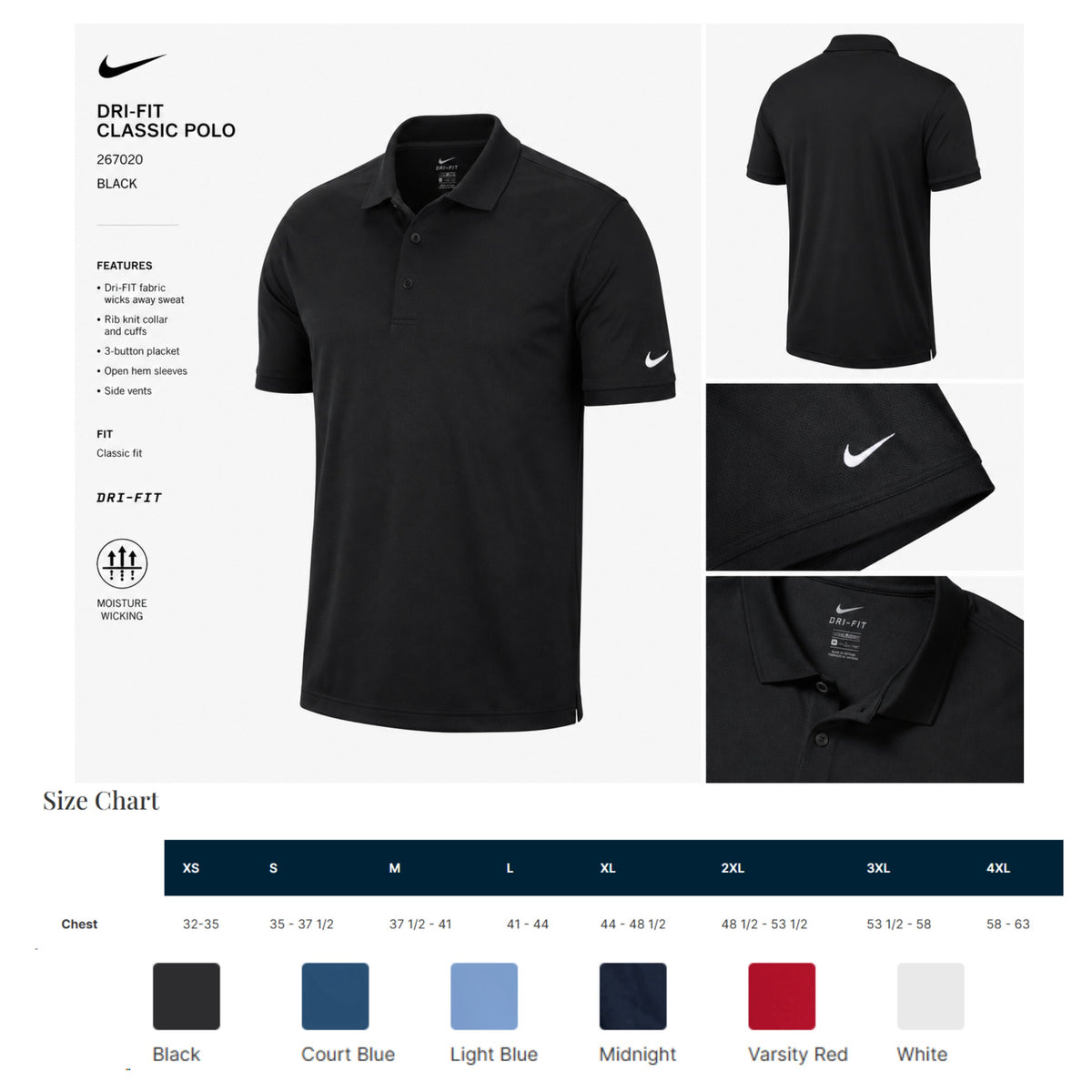 Nike Dri-FIT Polo | Moisture-Wicking Unisex Performance Polo for Events & Team Gear