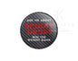Black “Ask Me About Skinny Drops” Pin – Red Lettering, Carbon Fiber Weave Background, Bold Print – Wellness & Weight Loss Conversation Starter