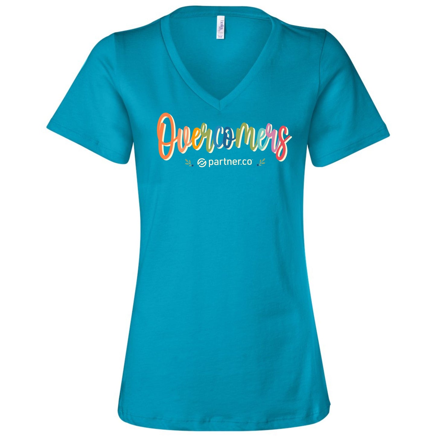 Colorful Overcomers Women’s V-Neck T-Shirt – Aqua