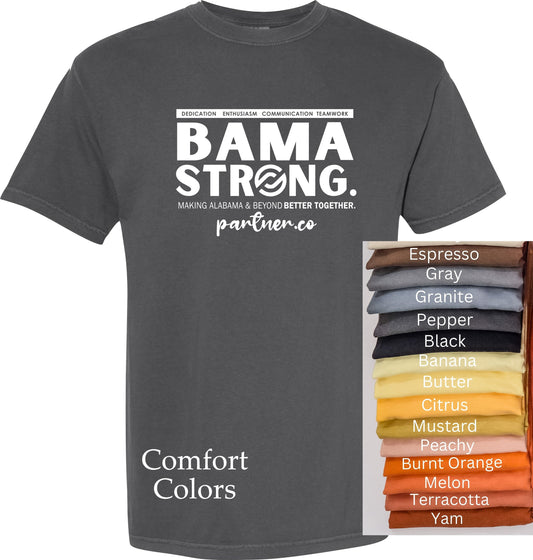 BAMA STRONG Team T-Shirt COMFORT COLORS in Pepper-Grays-Yellows-Oranges