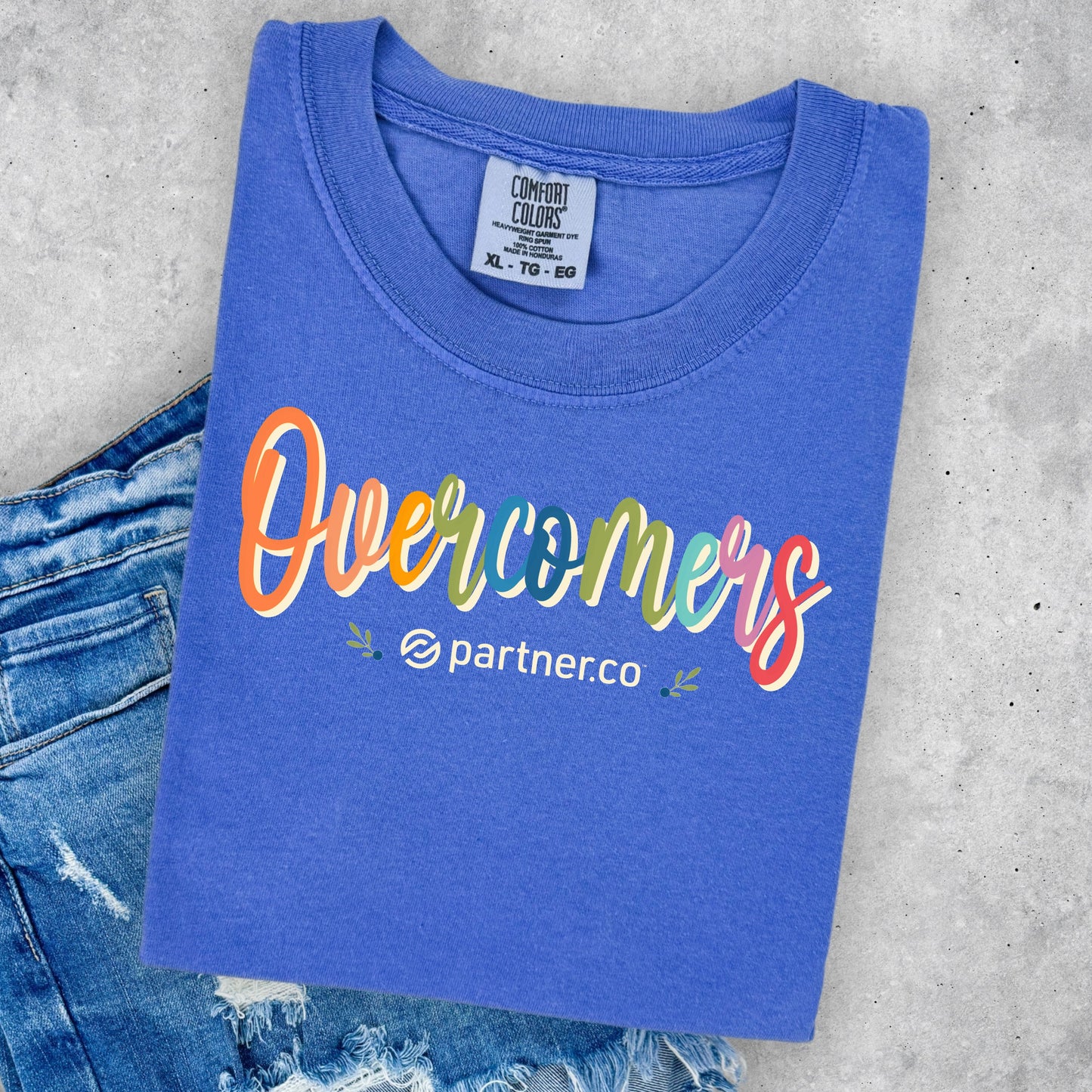 Overcomers Colorful Comfort Colors Tee – Flo Blue