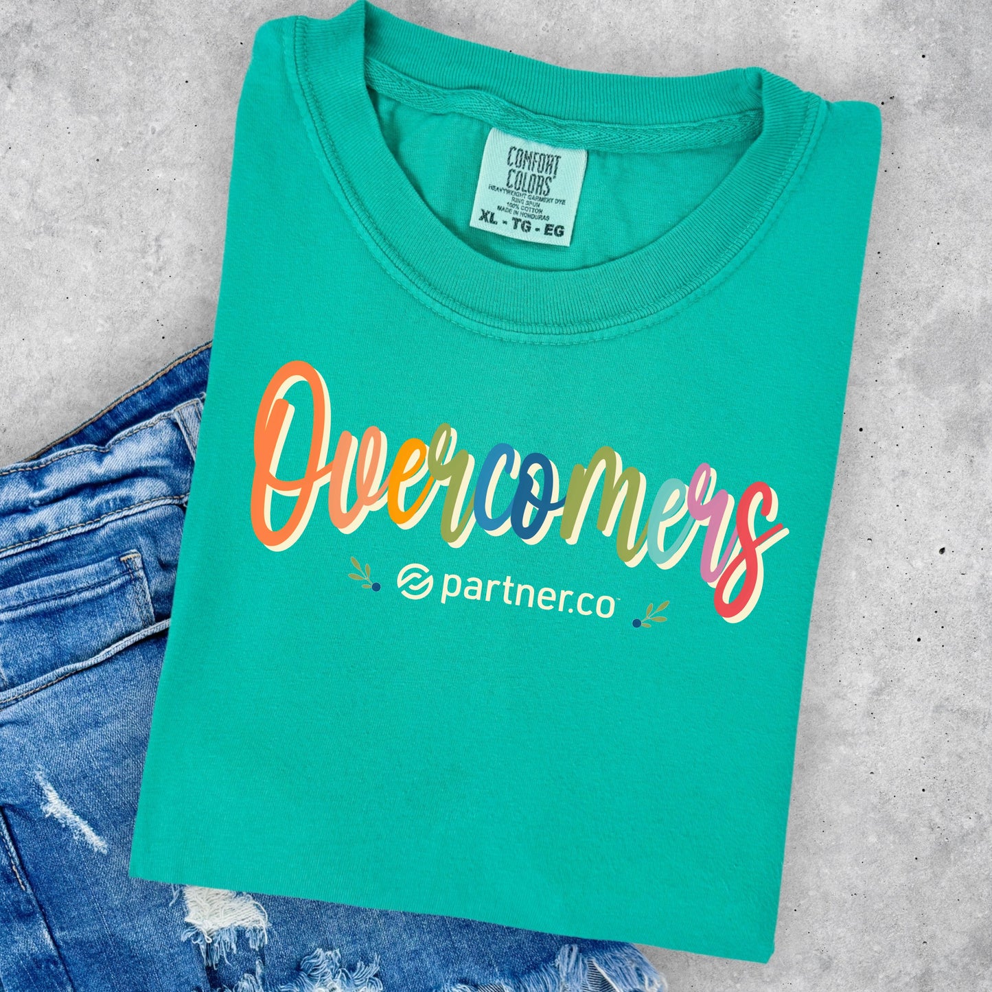 Overcomers Colorful Comfort Colors Tee – Island Green