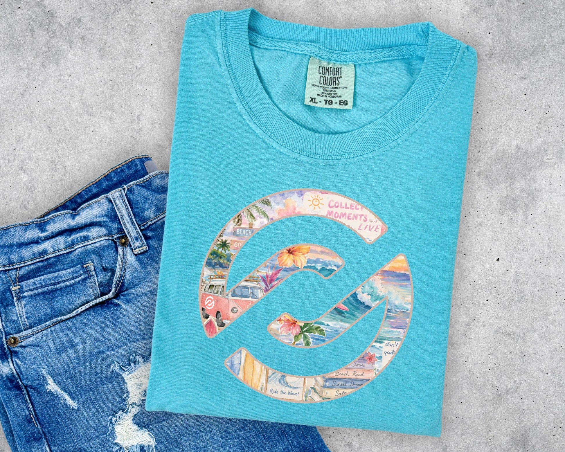 Adult PXP Orlando 2026 Comfort Colors T-shirts in Flo Blue Butter Lagoon Blue Island Reef and Neon Pink