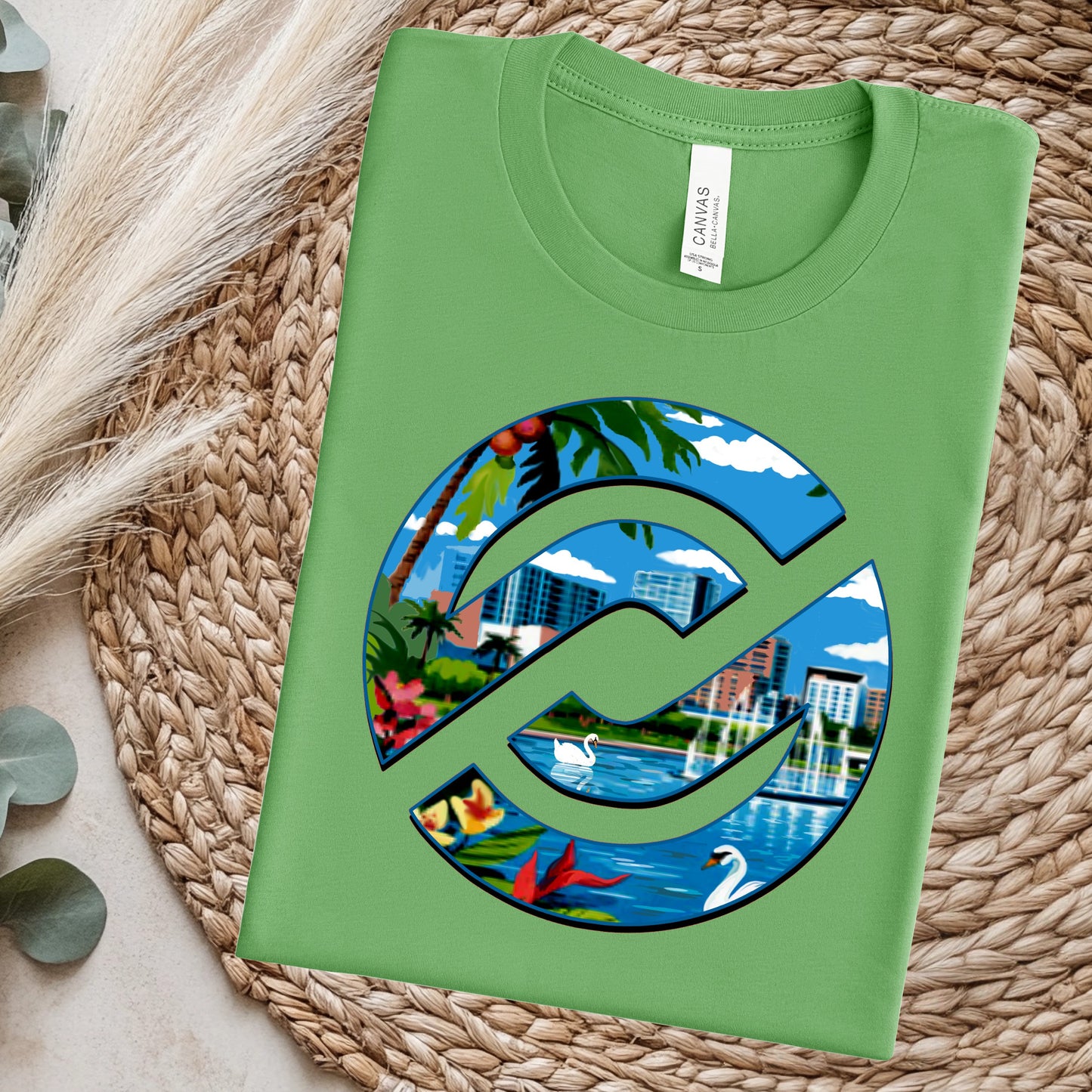 PXP Orlando Swan Tee – Leaf Green | Orlando Florida Graphic T-Shirt