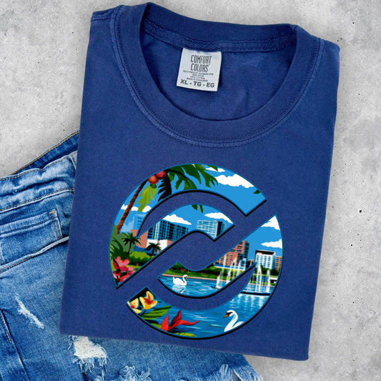 PXP Orlando Swan Tee – Navy | Comfort Colors Orlando Florida Shirt