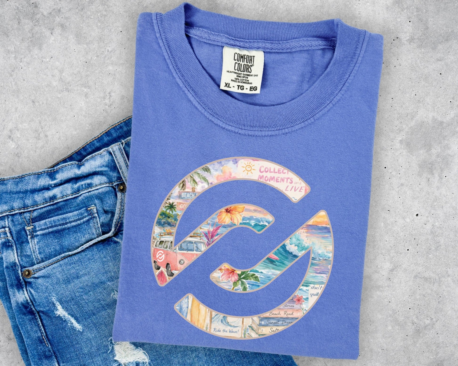 Adult PXP Orlando 2026 Comfort Colors T-shirts in Flo Blue Butter Lagoon Blue Island Reef and Neon Pink